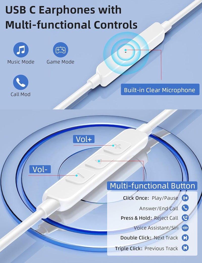 TOPAUX سماعات أذن مفتوحة USB نوع C مع خطاف قابل للتعديل فوق الأذن سماعة سلكية لأجهزة الكمبيوتر المحمولة سماعات أذن سلكية لجهاز iPhone 17 Pro Max 16 16e 15 Samsung A17 A16 S25 S24 S23 لجهاز iPad A16 Pixel 10 9a - Image 4